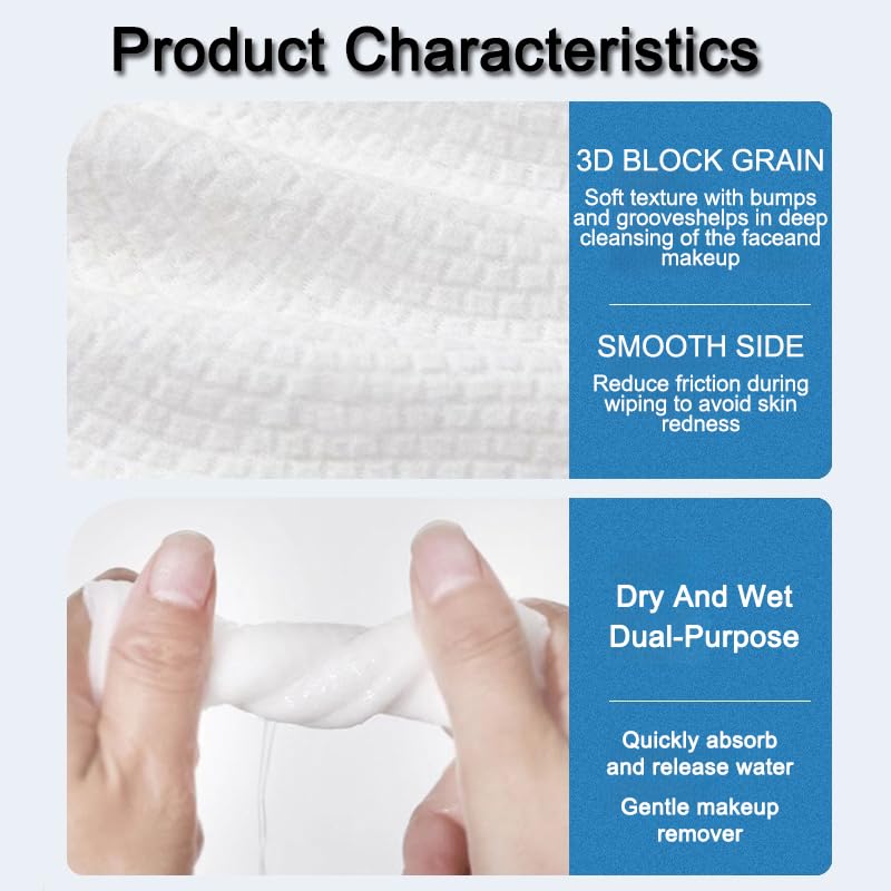 XL Skin Clean Towels - 50 Count Biodegradable Disposable Face Towels | Super Soft & Thick Makeup Remover Washcloths | Perfect for Travel, Gym & Daily Skincare Routine