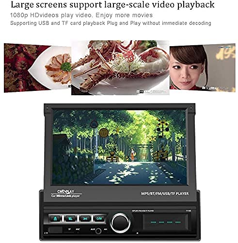 Hikity 7 Inch Single Din Touchscreen Car Stereo with Flip Out Screen - Bluetooth, FM Radio, Mirror Link, USB/TF/AUX Input, EQ, SWC & Backup Camera | Perfect for Car Audio Upgrade & Hands-Free Driving