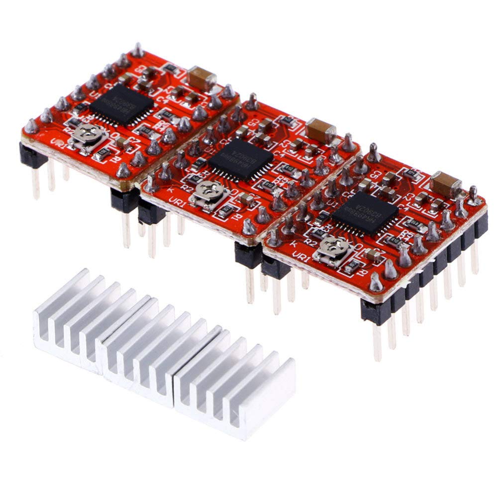 5pcs Stepper Motor Driver Module for 3D Printer Accessories - Red PCB Radiator, 3 Stepper Motor Pedals - Perfect for DIY Electronics, Robotics, and CNC Projects
