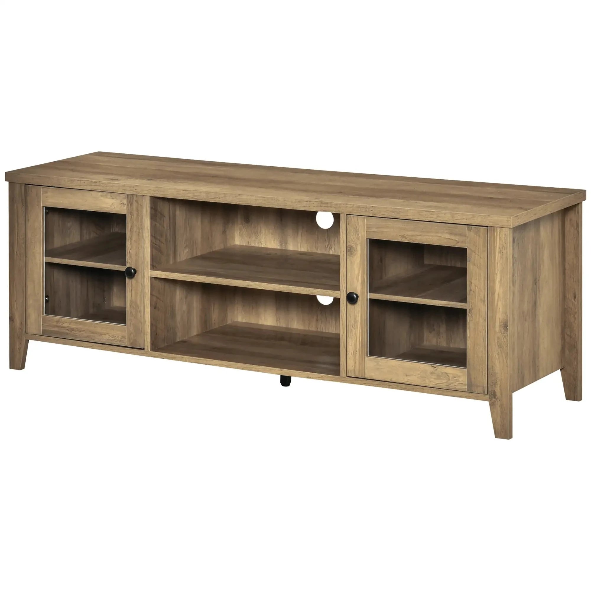 Modern TV Stand for Up to 60 Inch TVs - Sturdy Wooden Entertainment Center with Storage Shelf (Black/White/Walnut) - Perfect for Living Room, Bedroom & Home Theater Setup
