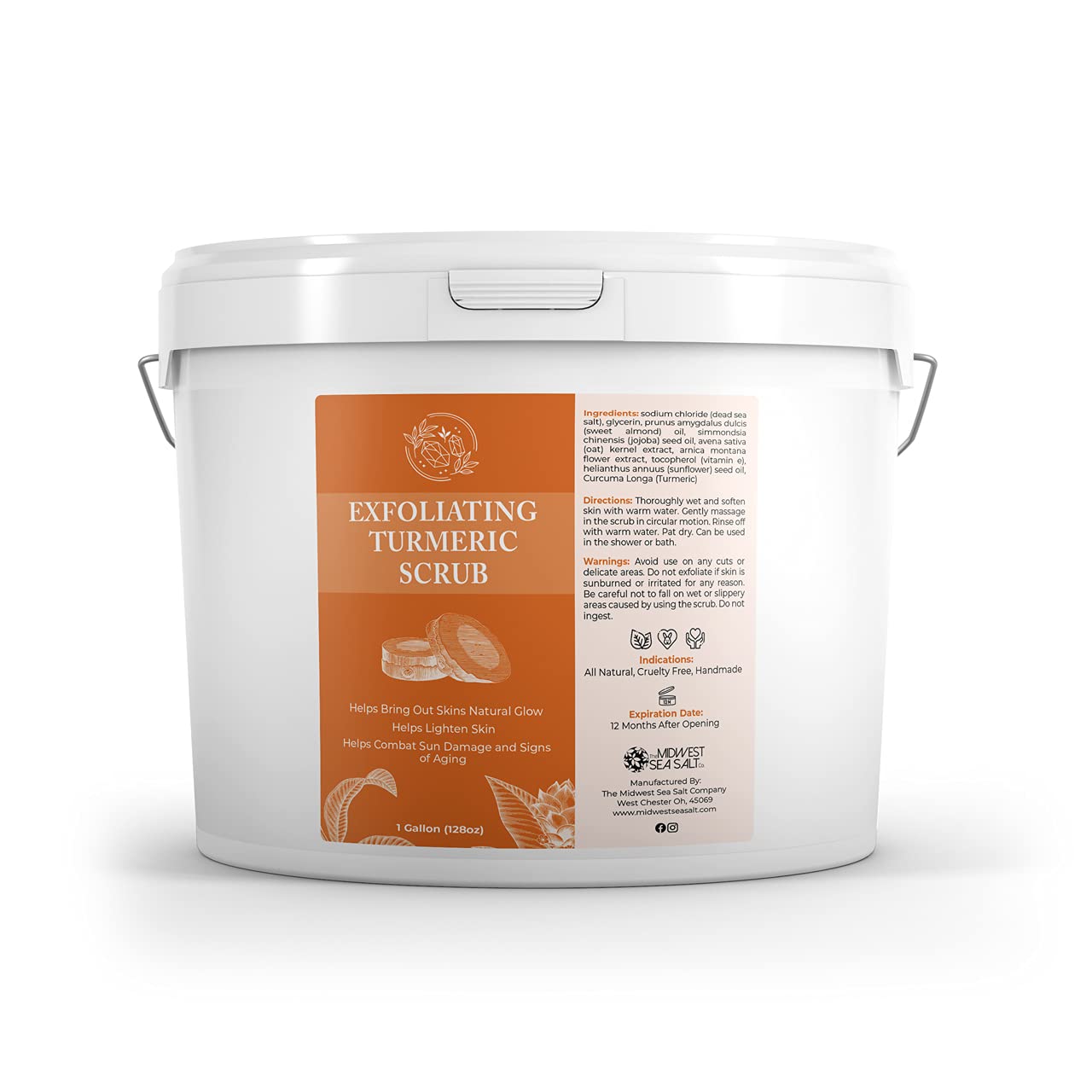 Exfoliating Turmeric Scrub with Rose Absolute - 128oz Large Size - Natural Face & Body Scrub for Glowing Skin - Perfect for Spa Day & Self-Care Routine