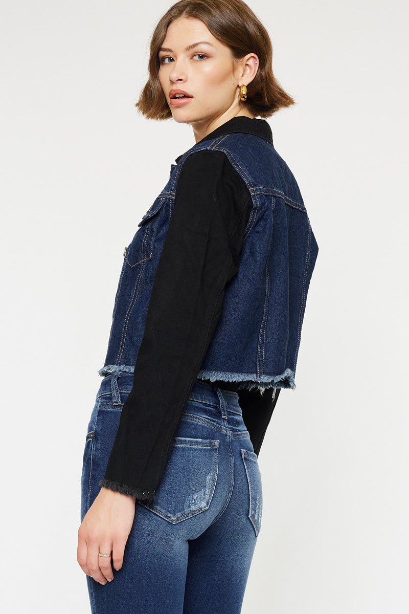 Asteria Cropped Two-Tone Jacket for Women | Stylish Casual Outerwear | Perfect for Spring & Fall Layering | Fashionable Streetwear & Date Night Outfits