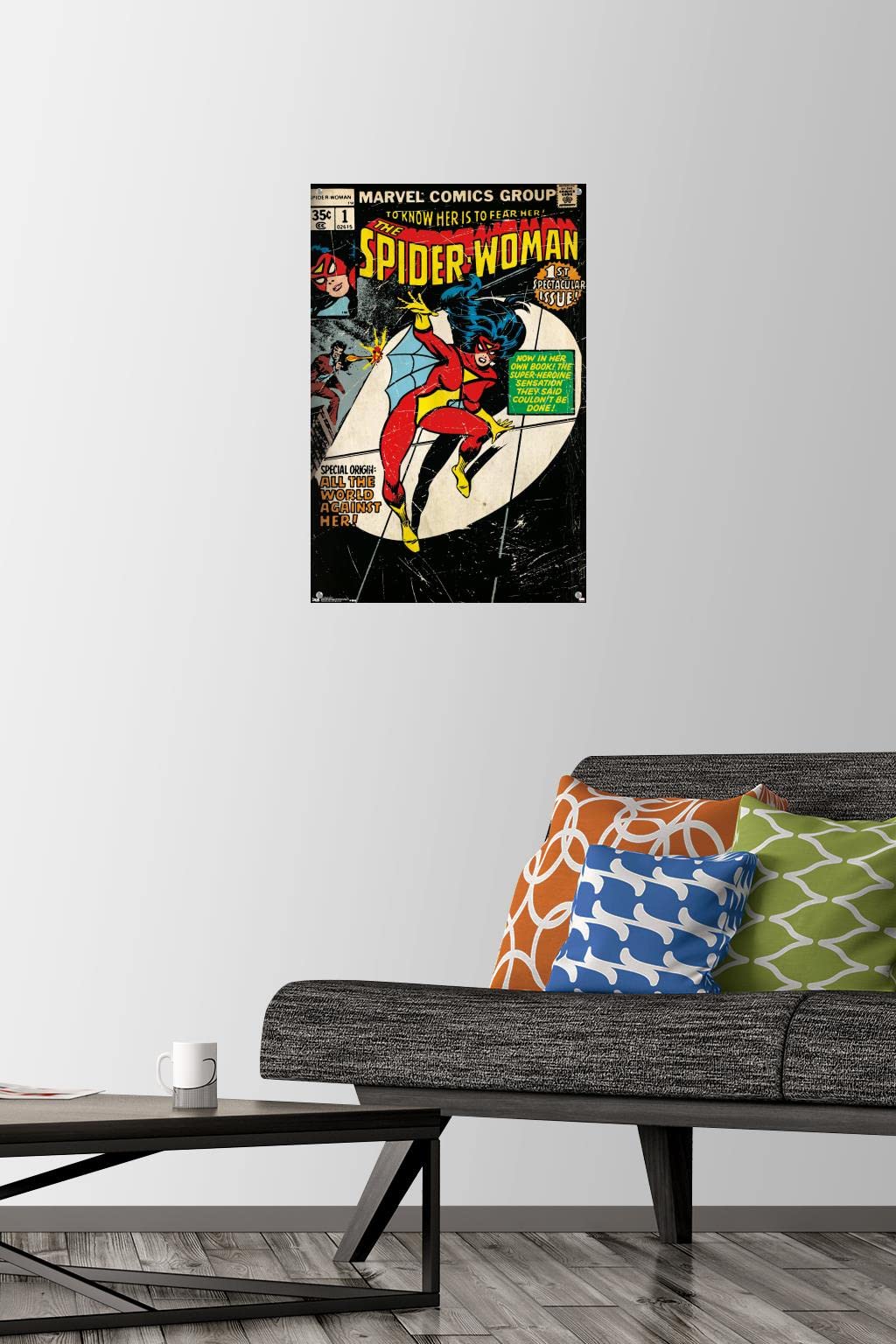 Marvel Comics Spider-Woman Cover #1 Premium Wall Poster with Push Pins - Perfect for Superhero Bedroom Decor & Comic Book Fan Gifts