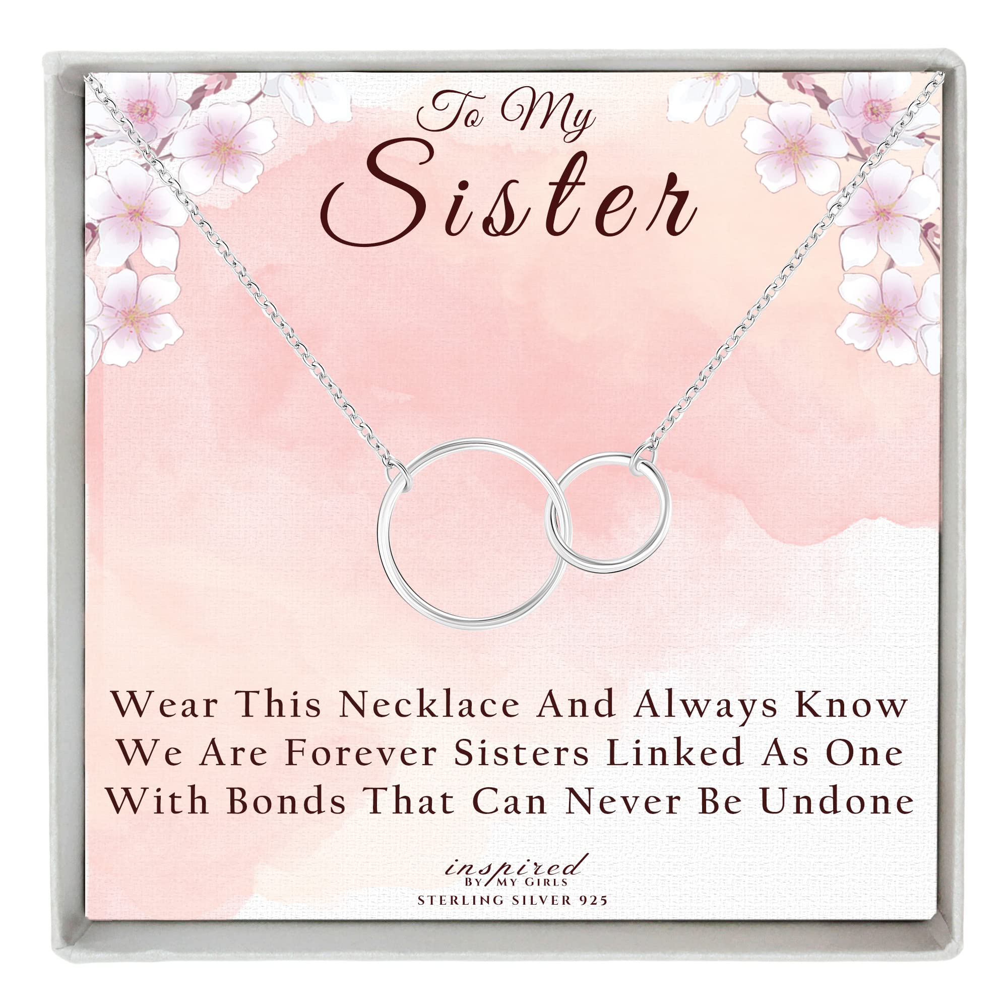 Sterling Silver Sister Necklace with Adjustable Chain - Personalized Keepsake Gift for Sisters, Best Friends & Loved Ones | Birthday, Anniversary, Christmas Present for Women & Girls