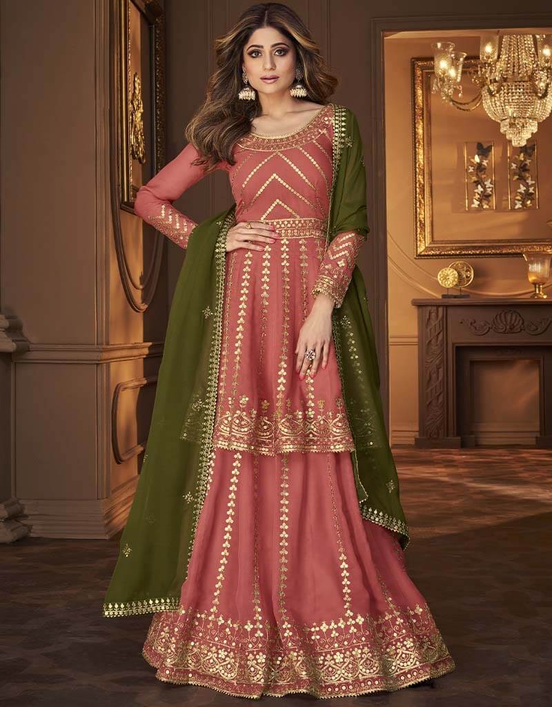 Elegant Baby Pink Blooming Georgette Lehenga Choli Set for Women - Perfect for Weddings, Festivals & Special Occasions