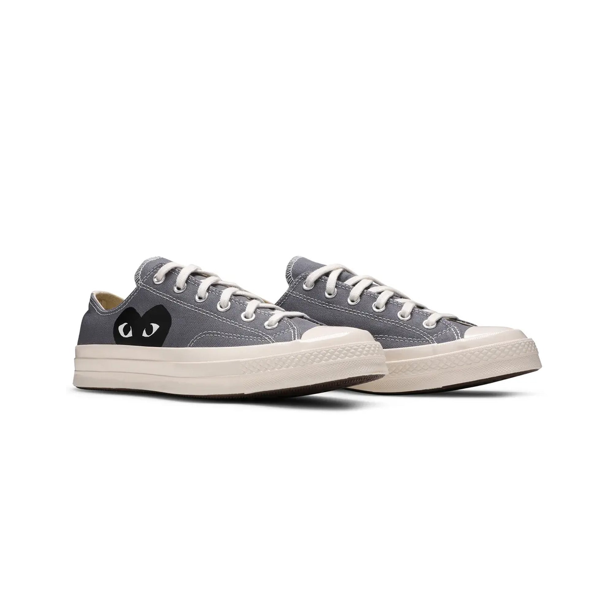 Converse Chuck Taylor All Star 70 Ox 'Comme des Garcons Play' Grey Sneakers - Retro High Top Canvas Shoes for Men & Women - Perfect for Casual Wear, Street Style & Everyday Fashion (2021 Collection)