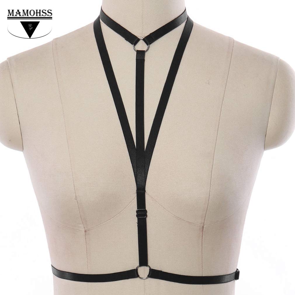 MAMOHSS Women's Adjustable Hollow Out Strappy Cage Bra - Sexy Elastic Body Harness Lingerie for Night Out, Clubwear, Boudoir & Costume Accessories