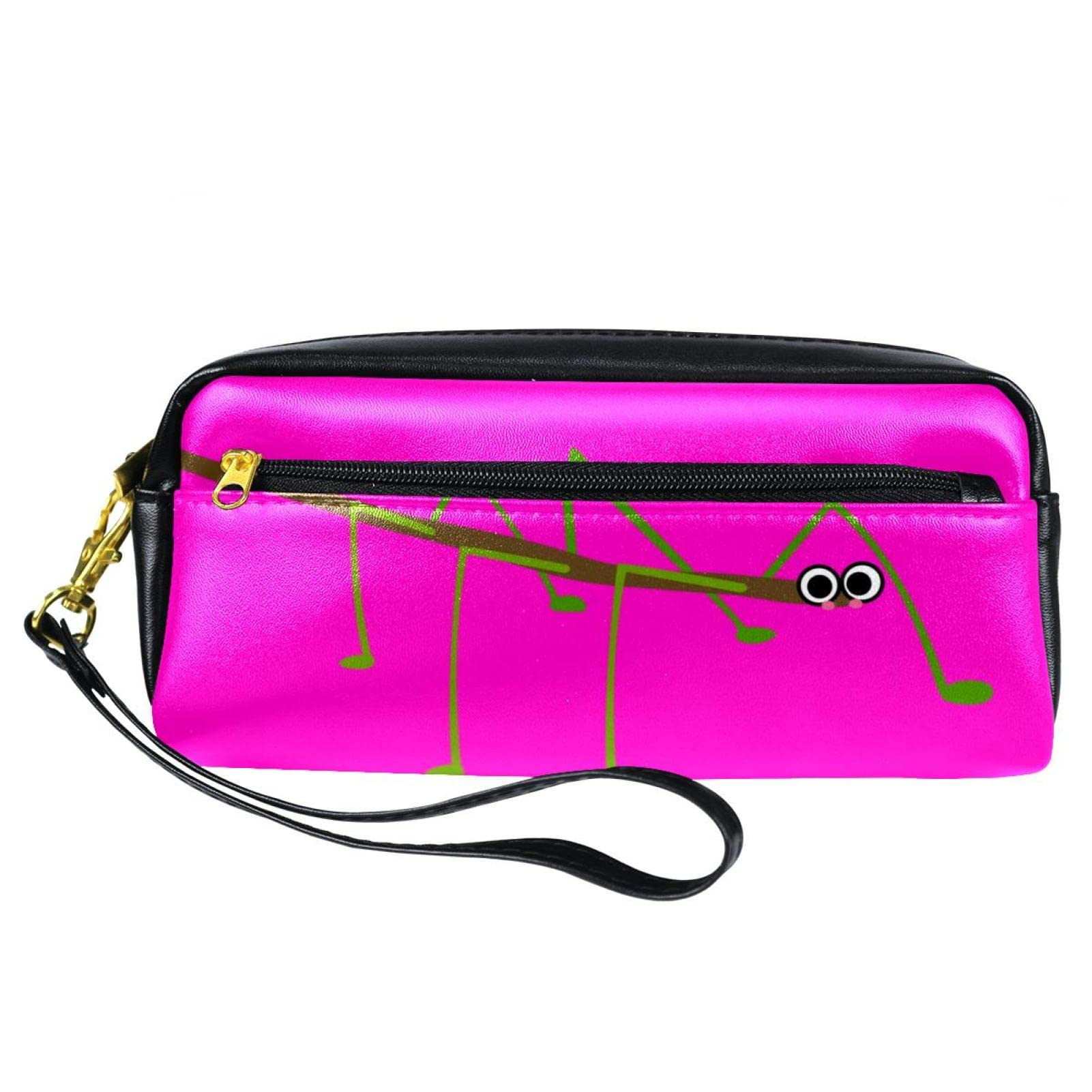 Premium PU Leather Pen Case - Cute Rose Red Stick Insect Design for School, Office & Travel - Perfect Gift for Students & Professionals