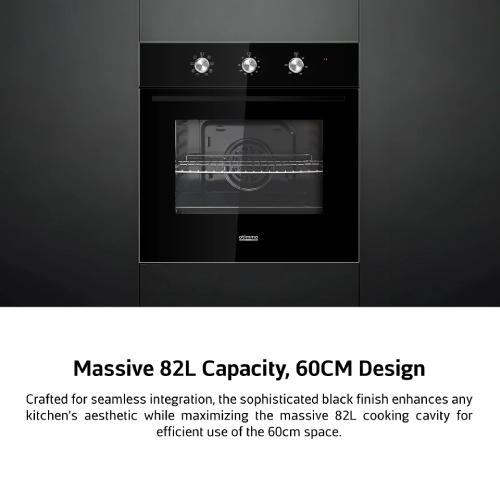 EuropAce EBO8821DBK 60cm 82L Built-In Oven with Touch Control - Perfect for Modern Kitchens, Baking, Roasting & Family Cooking