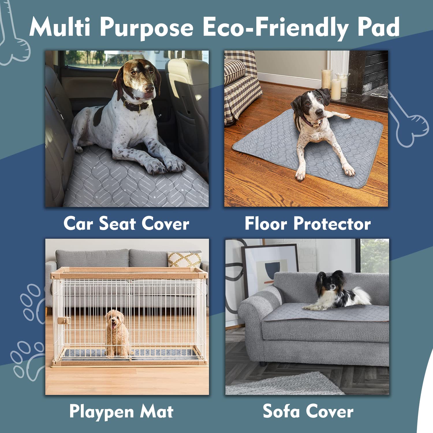 Washable & Reusable Dog Pee Pads - Waterproof Puppy Training Pads for Indoor & Outdoor Use - Easy Clean Pet Potty Mats for Housebreaking, Crate Training, and Travel