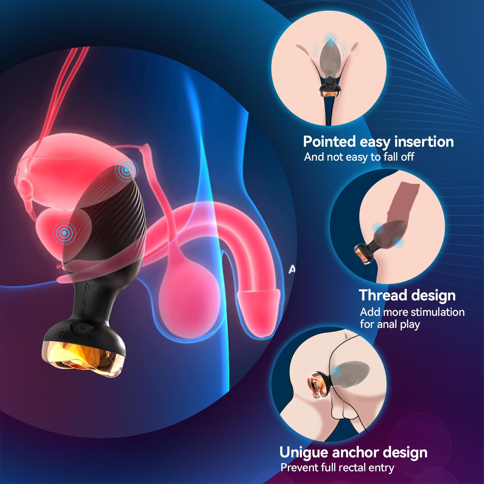 Remote Control Vibrating Anal Plug for Women & Beginners - Prostate Massager with Wireless Remote - Silicone Butt Plug Sex Toy for Couples Play & Solo Pleasure