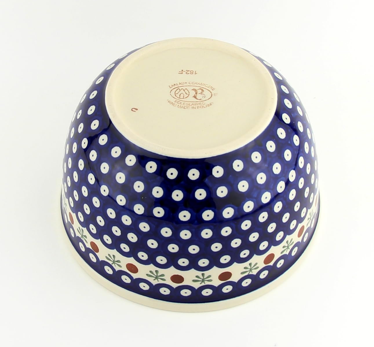 Handmade Polish Pottery 2 Qt Mixing Bowl - Authentic Bolesławiec Stoneware from Poland - Durable Serving Bowl for Cooking, Baking, Salad Mixing & Popcorn - Nature Inspired Design - Perfect for Kitchen, Dining & Gift Giving