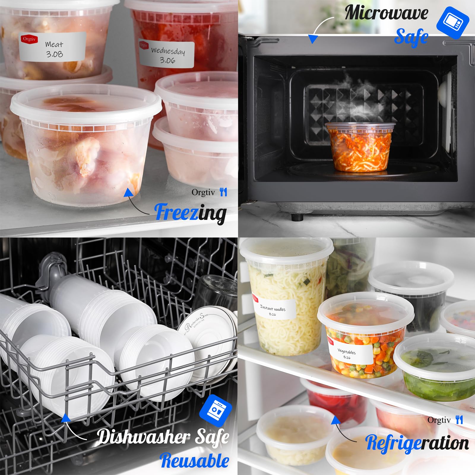 8oz 40-Pack Deli Containers with Lids - Leakproof, Microwave & Dishwasher Safe, Durable Food Storage Containers for Meal Prep, Takeout, Leftovers & Restaurant Use