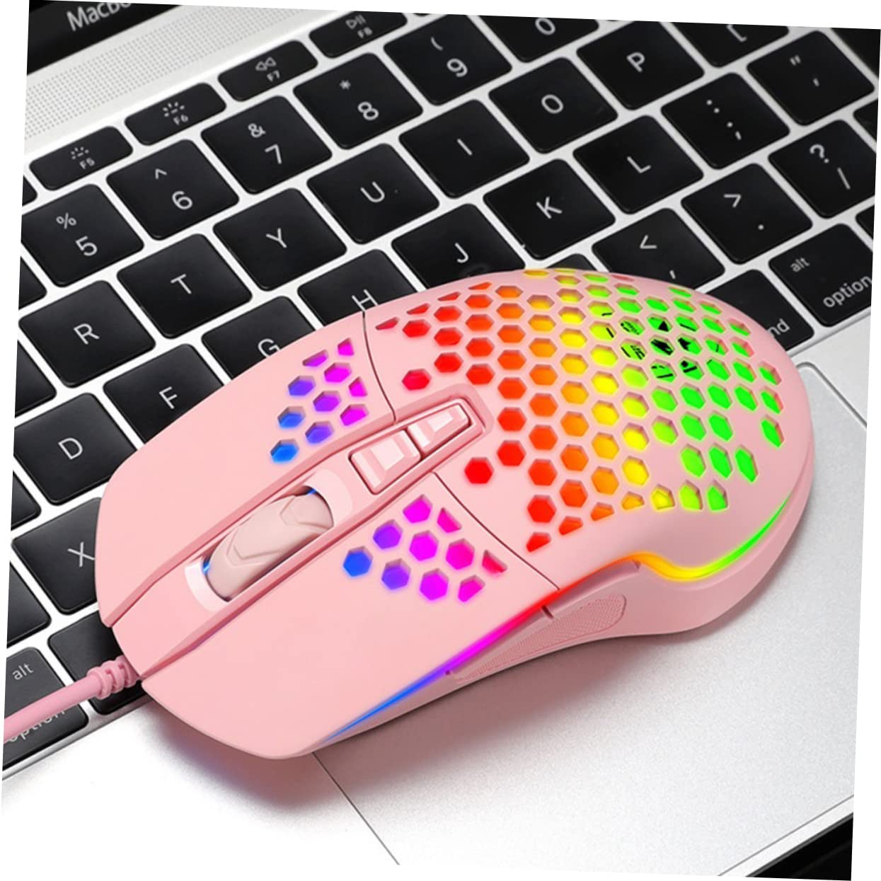Yardenfun V9 Wired Gaming Mouse - Hollow Design, RGB Glowing, Ergonomic Computer Mouse for PC & Laptop - Perfect for FPS, MOBA Games & Office Work