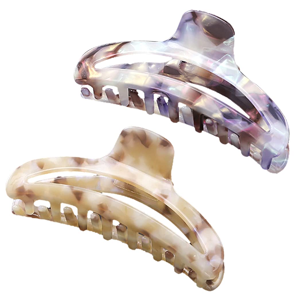 Vintage Large Acrylic Hair Claw Clips - Elegant Decorative Barrettes for Women (2-Pack) - Perfect for Casual Outfits, Work, and Special Occasions