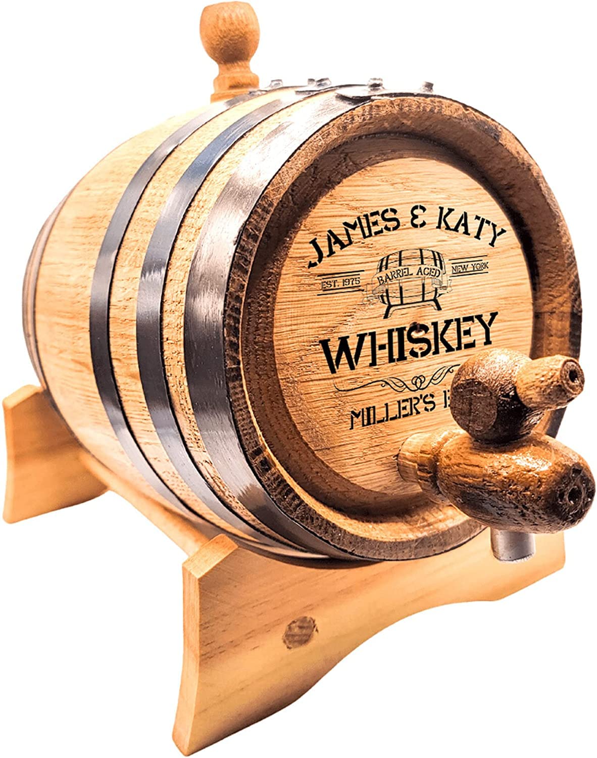 Custom 2 Liter American Oak Barrel for Aging Wine, Whiskey, Beer & Spirits - Personalized Engraved Wooden Cask for Home Brewing & Liquor Maturation | Perfect for Bourbon, Rum, Tequila & Craft Beverage Gifts