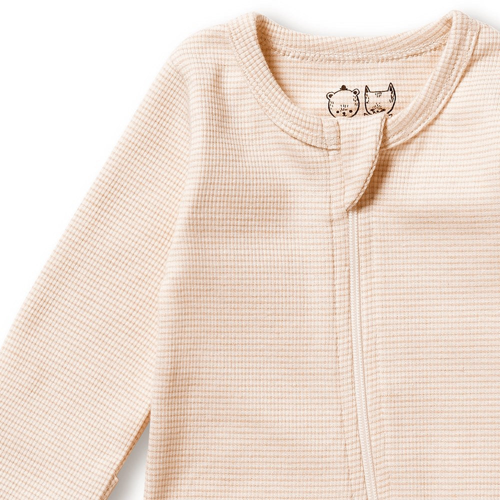 Organic Cotton Baby Stripe Rib Zipsuit with Feet - Soft & Comfortable One-Piece Pajamas for Newborns & Infants - Perfect for Sleepwear, Playtime & Photo Shoots