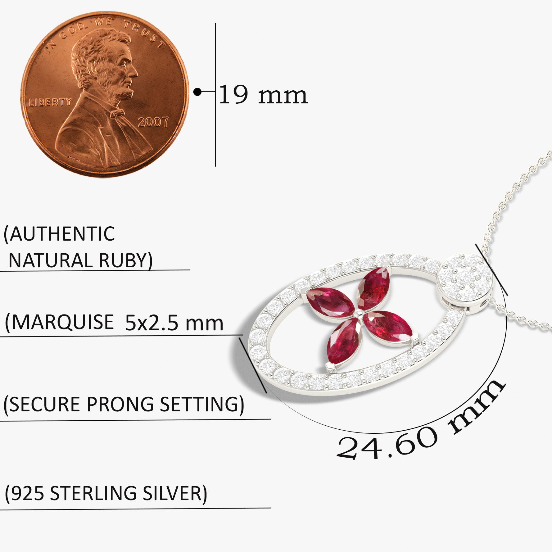 Natural Ruby OX Style Charm Pendant Necklace - Elegant Zodiac Jewelry for Women - Perfect for Birthday Gifts, Anniversary & Special Occasions