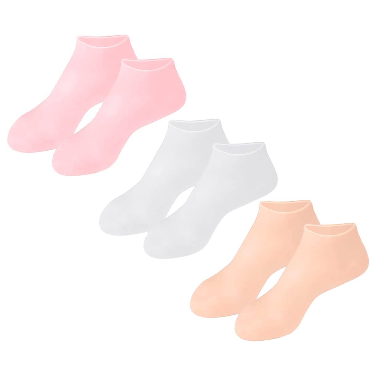 FOMIYES 3 Pairs Moisturizing Socks for Women - Silicone Heel Socks, Elastic Spa Socks for Foot Care & Hydration - Perfect for Nighttime Use, Pedicures & Relaxation