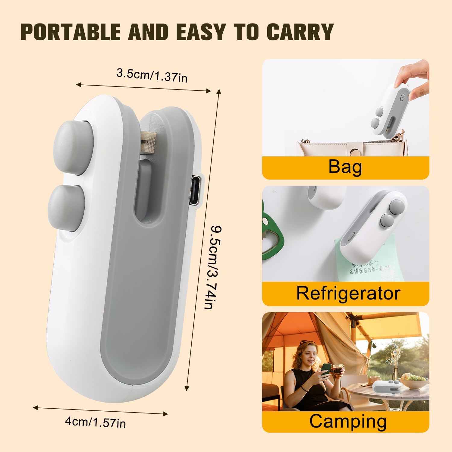 2 in 1 USB Rechargeable Mini Chip Bag Sealer - Upgraded Portable Vacuum Food Sealer for Snacks, Chips & Leftovers (2 Pack) | Perfect for Kitchen, Travel & Camping Food Storage