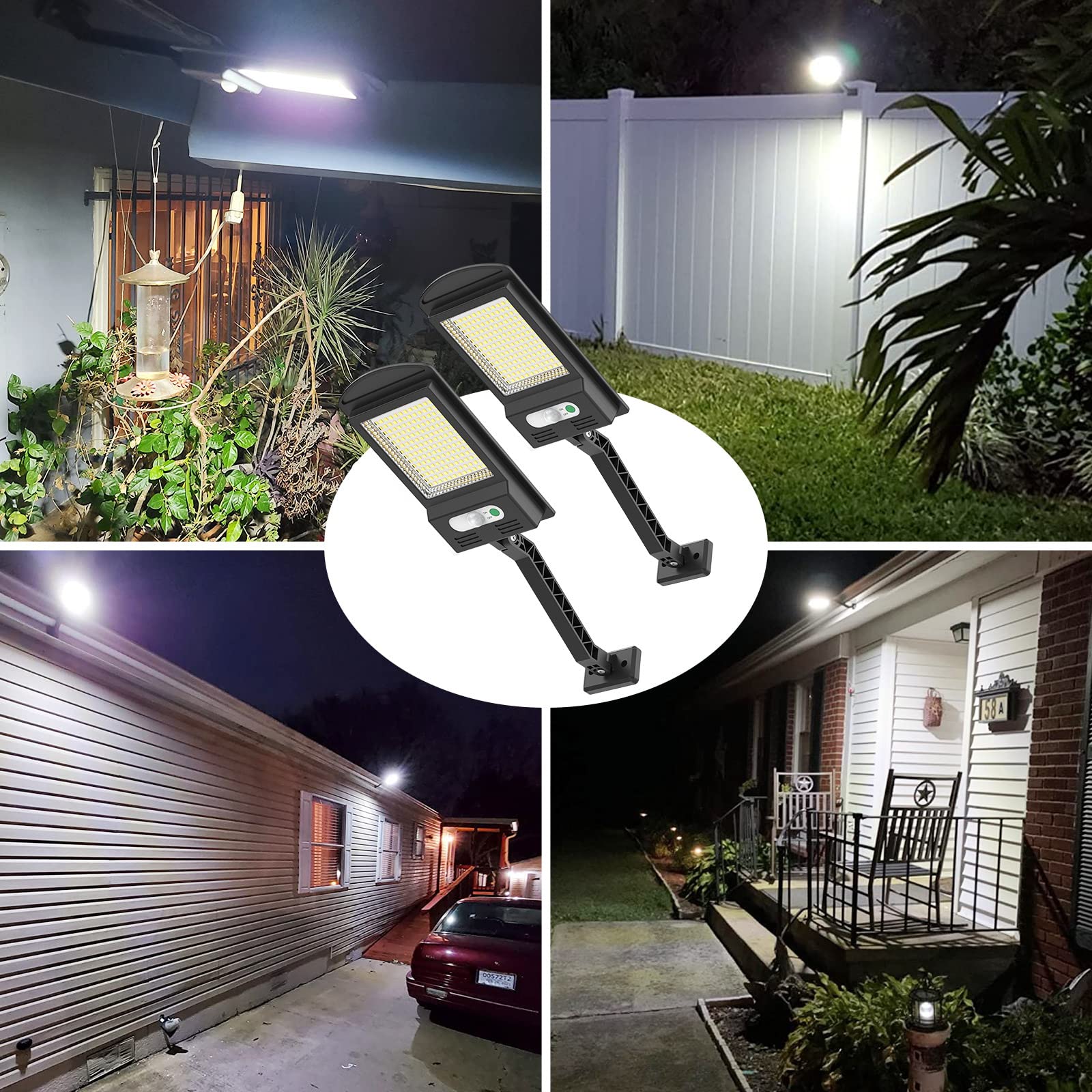 Engrepo 1000LM Solar Lights Outdoor with Motion Sensor, 168 LED Solar Powered Waterproof Security Flood Light - 4 Pack for Deck, Fence, Patio, Front Door, Gutter, Yard, Shed, Path & Garden Lighting