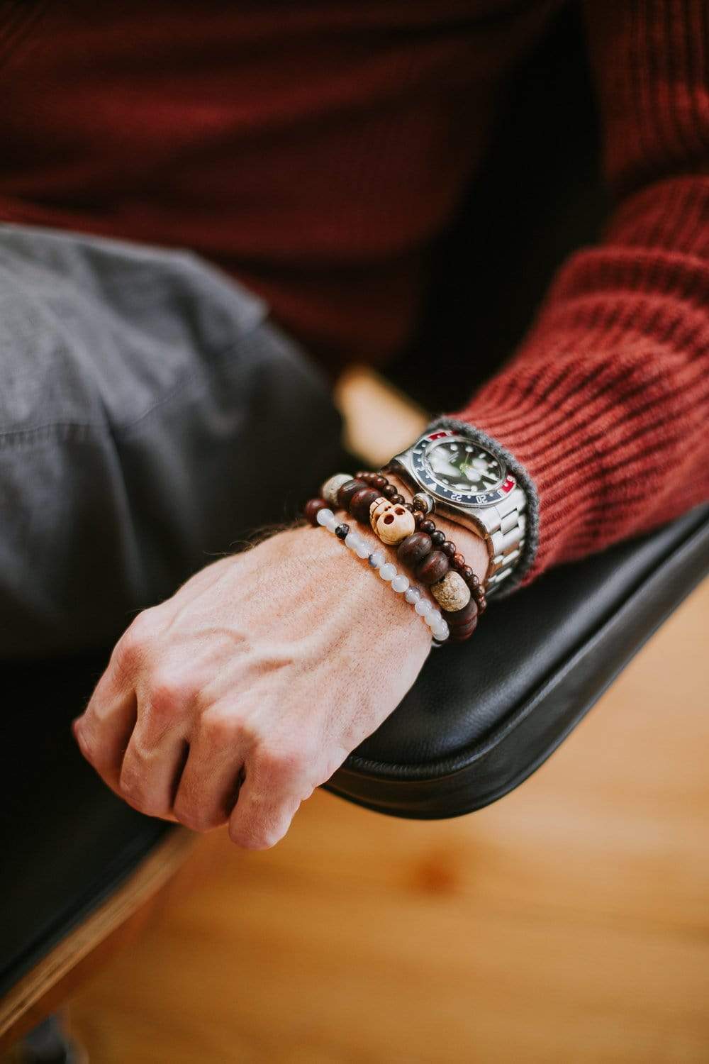 Handmade Antique Bodhi Seed & Mastodon Fossil Bracelet - Natural Buddhist Meditation Beads & Spiritual Jewelry for Men & Women - Perfect for Yoga, Meditation & Boho Fashion