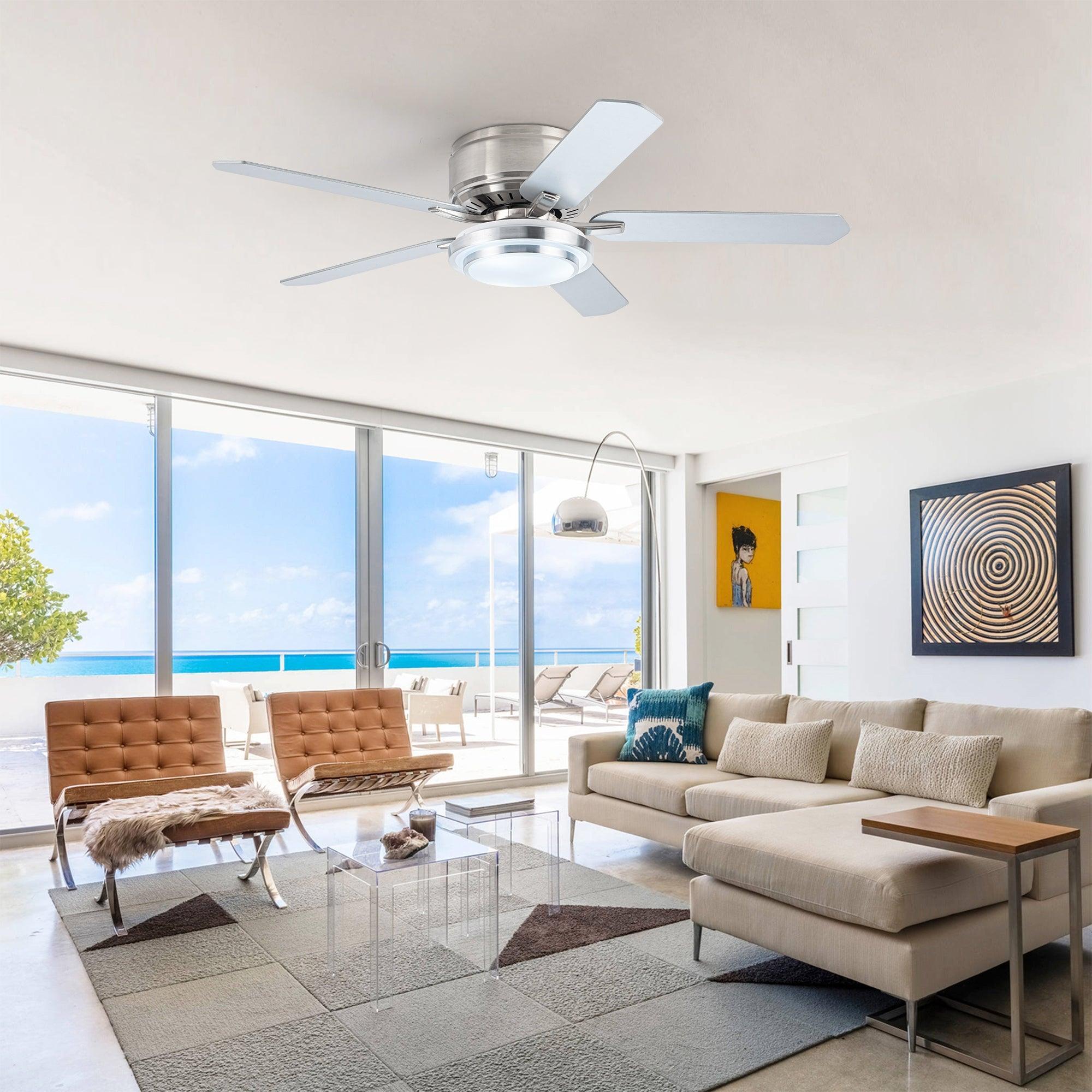 52 Vaczon 5-Blade Ceiling Fan with LED Light and Remote Control - Perfect for Living Room, Bedroom, and Office Cooling