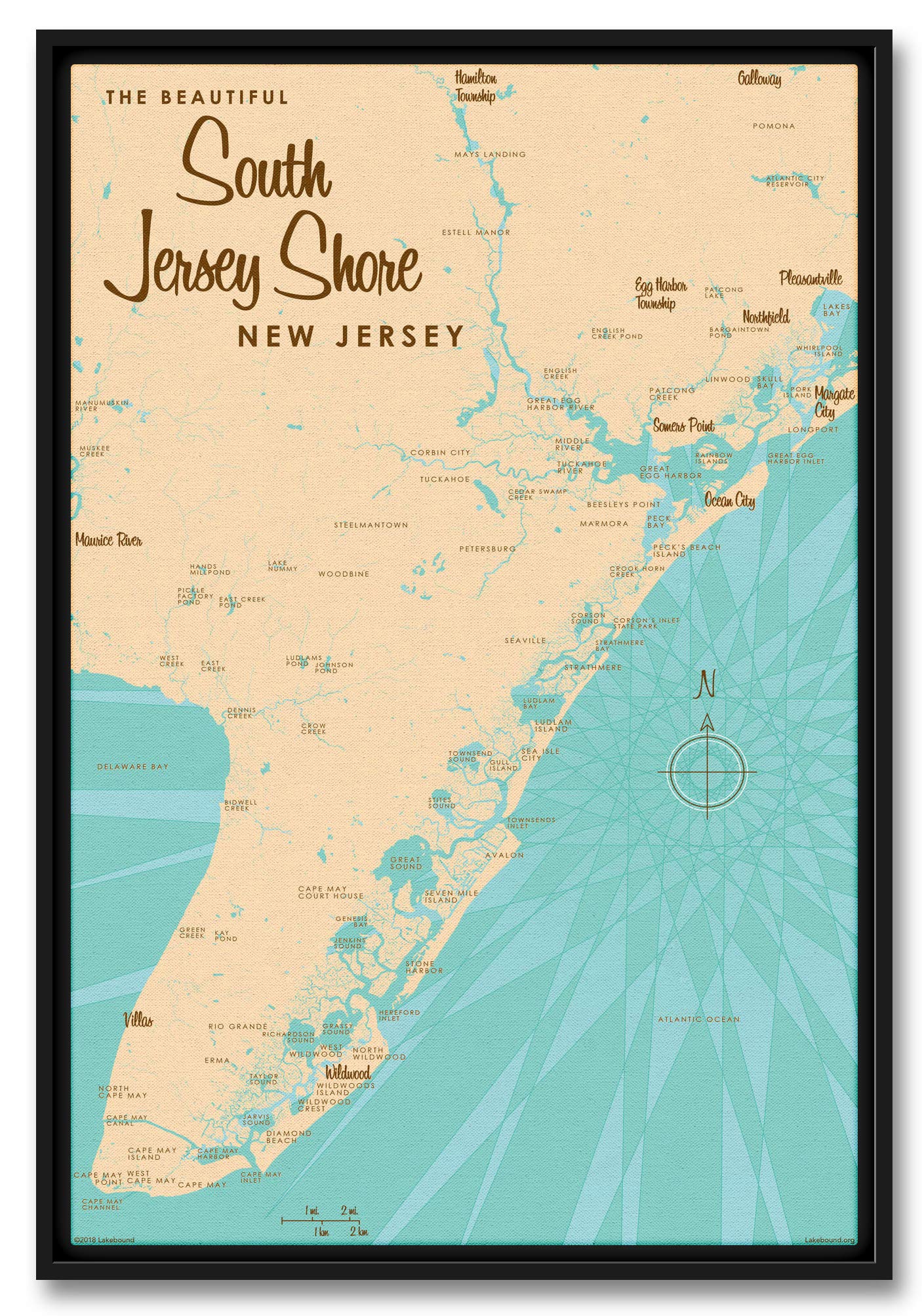 Vintage-Style South Jersey Shore Map - 12