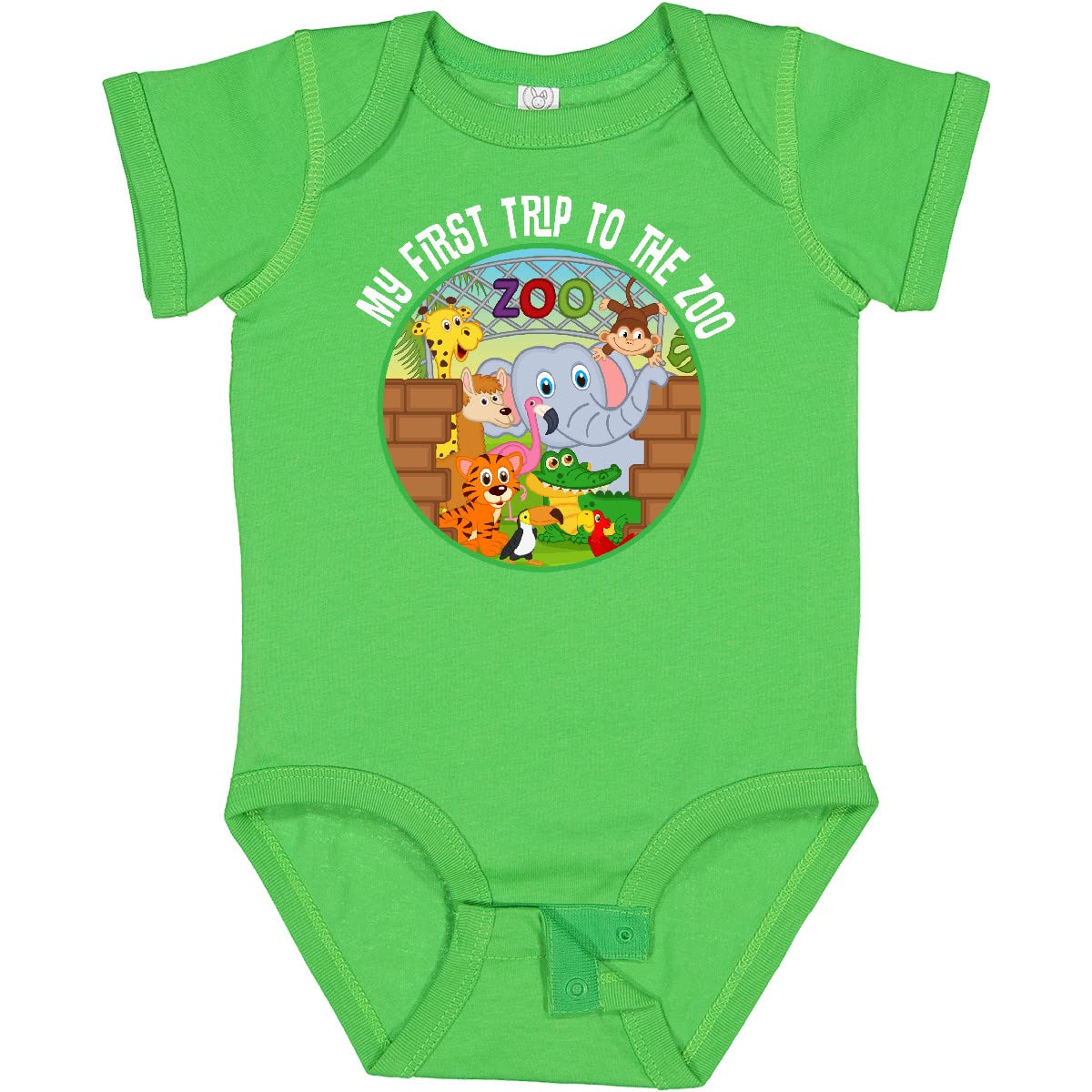 Inktastic 1st Trip to Zoo Animals Baby Bodysuit - Cute Animal Print Outfit for Infants, Perfect for Zoo Visits, Birthday Gifts & Photo Shoots