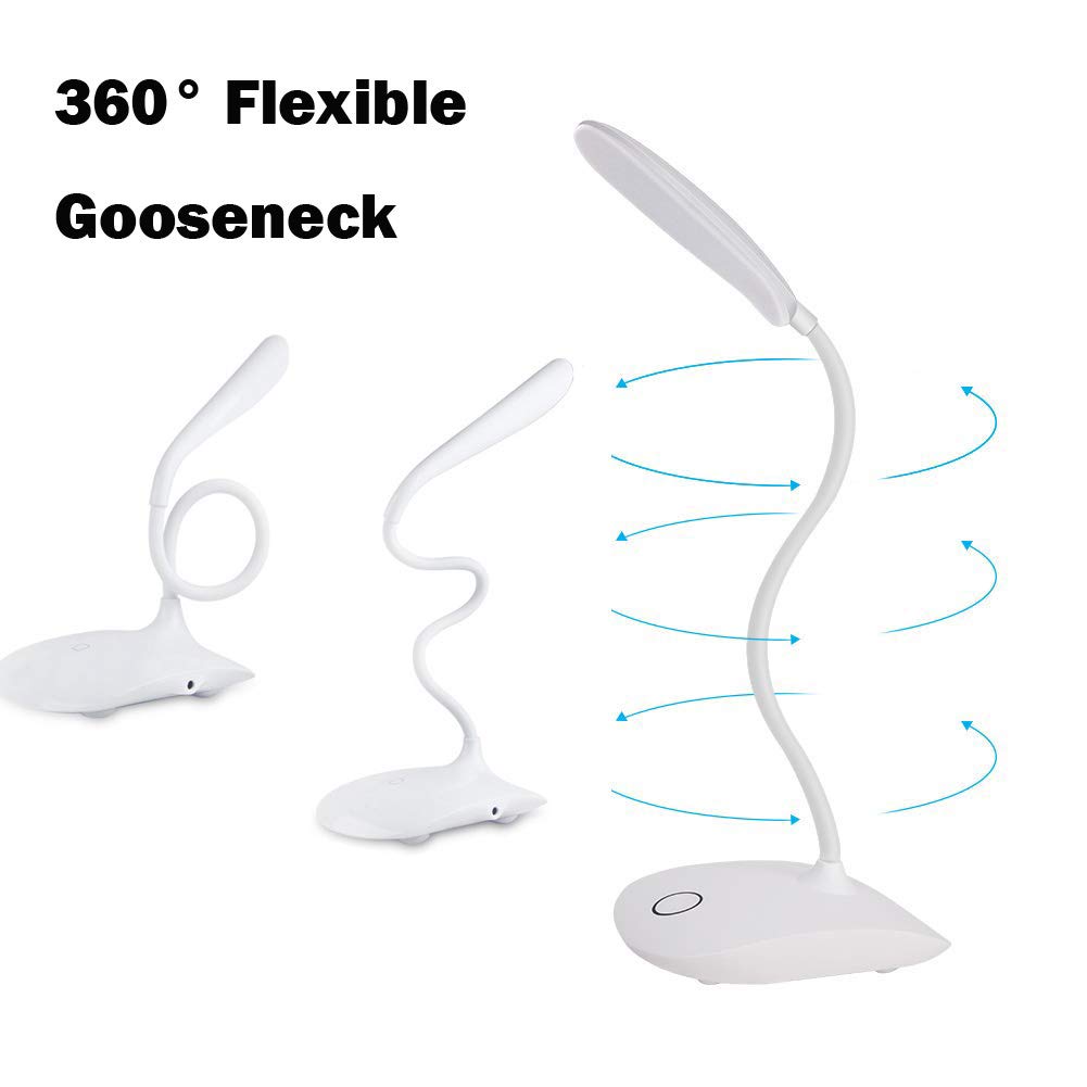 LED Desk Lamp with Flexible Gooseneck - USB & Battery Powered Eye-Protecting Portable Table Light for Study, Office, Dorm & Bedroom - Perfect for Reading, Working & Nightstand Use (1 Pack)