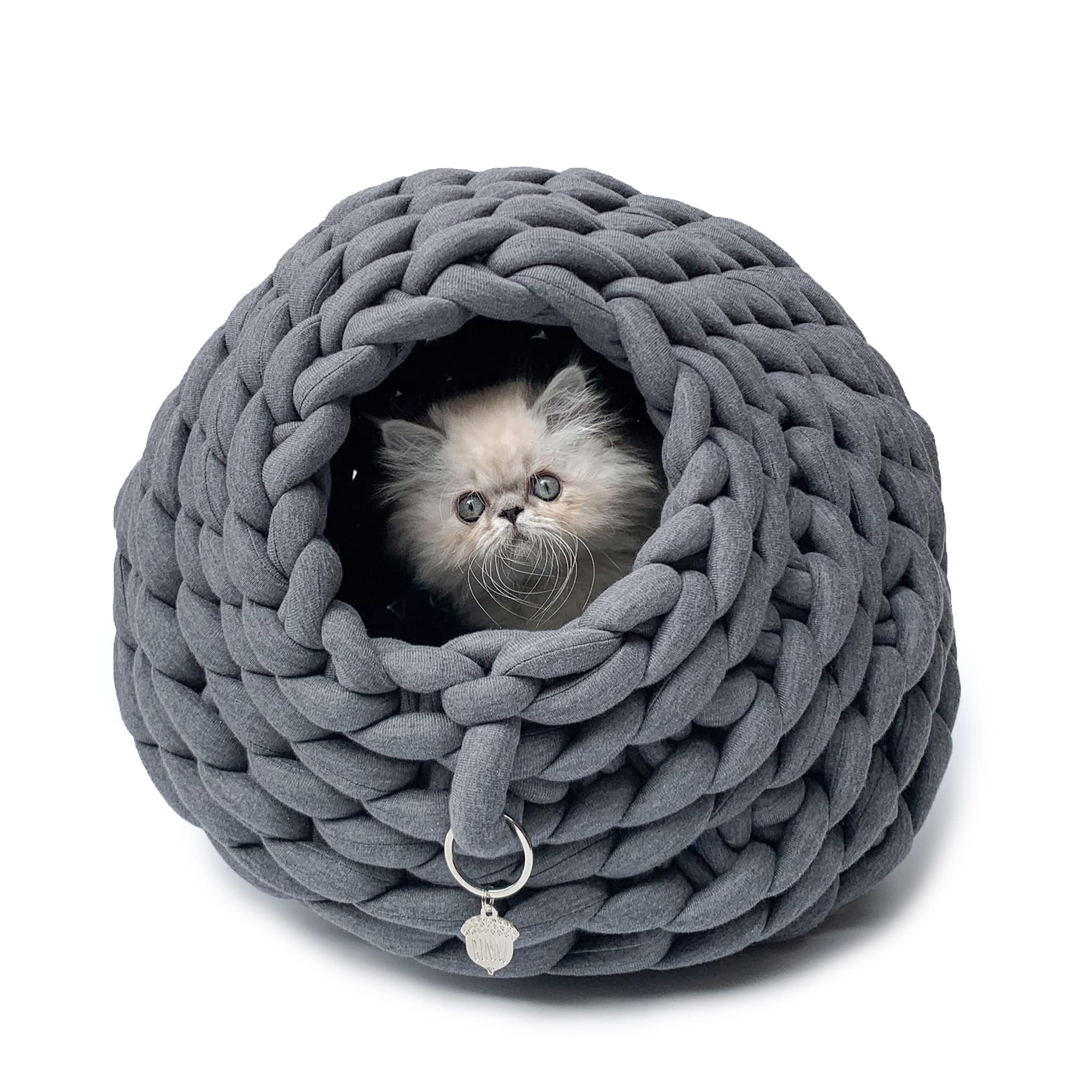 Premium Handmade Cat Bed Cave - Cozy & Washable Pet Bed for Cats, Kittens & Small Animals - Soft Cat House with Removable Cushion (Beige) - Perfect for Indoor Napping, Warm Winter Shelter & Stress Relief