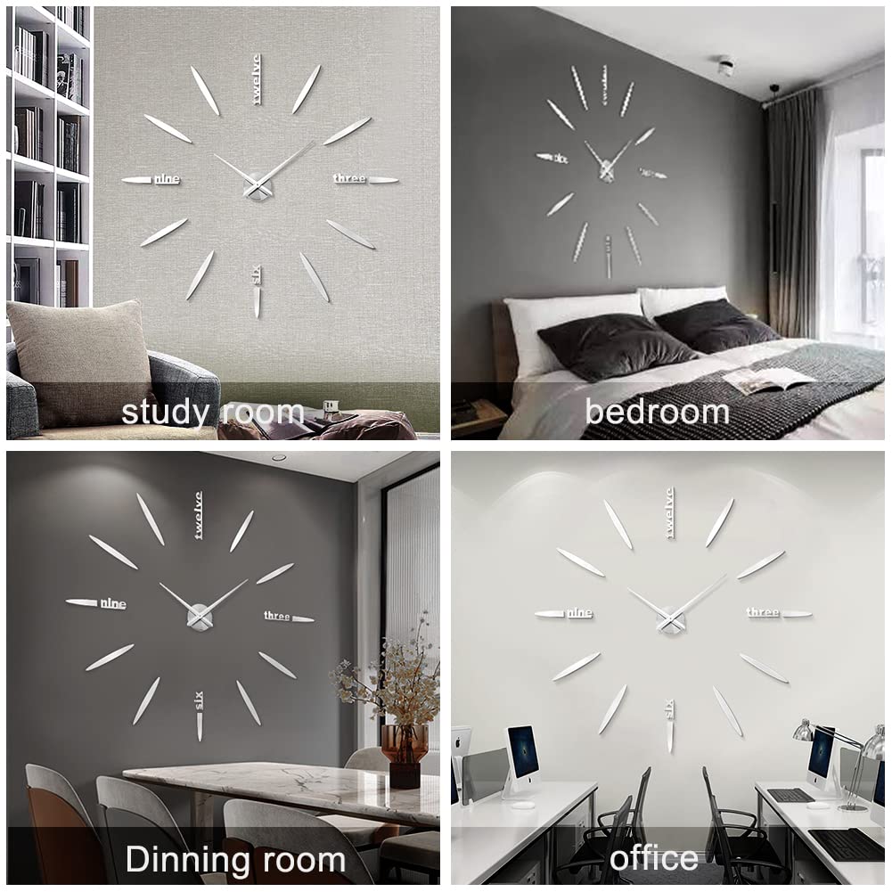 3D Mirror Stickers DIY Wall Clock - Large Frameless Modern Design for Home, Living Room, Bedroom & Office Decor - Unique Gift Idea (Black) | Perfect for Wall Art, Interior Design & Stylish Timekeeping