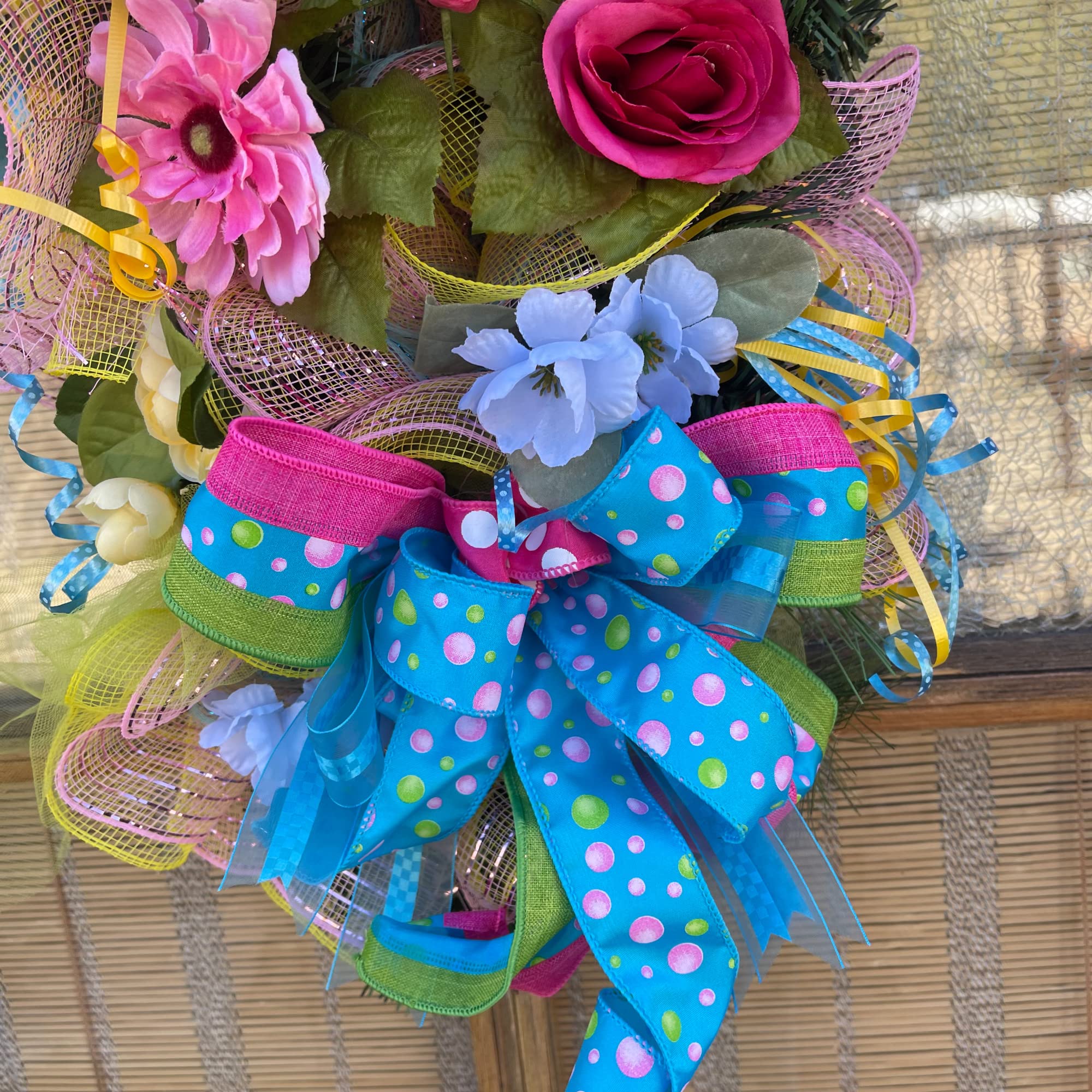 Spring 2022 Floral Tear Drop Swag Wreath - Elegant Home Door Decor for Easter, Wedding & Seasonal Celebrations
