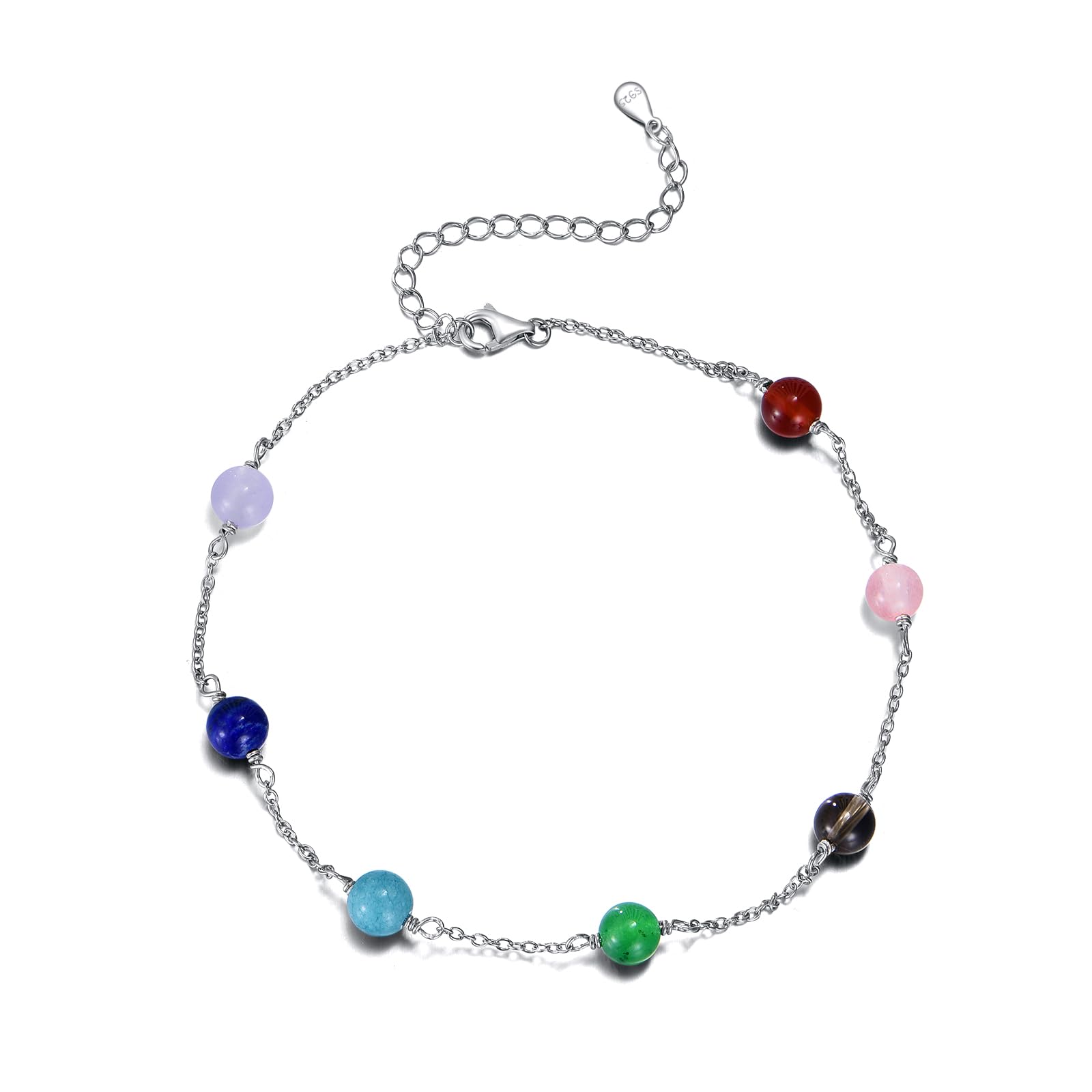 Moonstone Sterling Silver Anklet for Women - Elegant Moon, Star, Daisy & Butterfly Charms | Irish Jewelry for Beach, Yoga & Boho Fashion