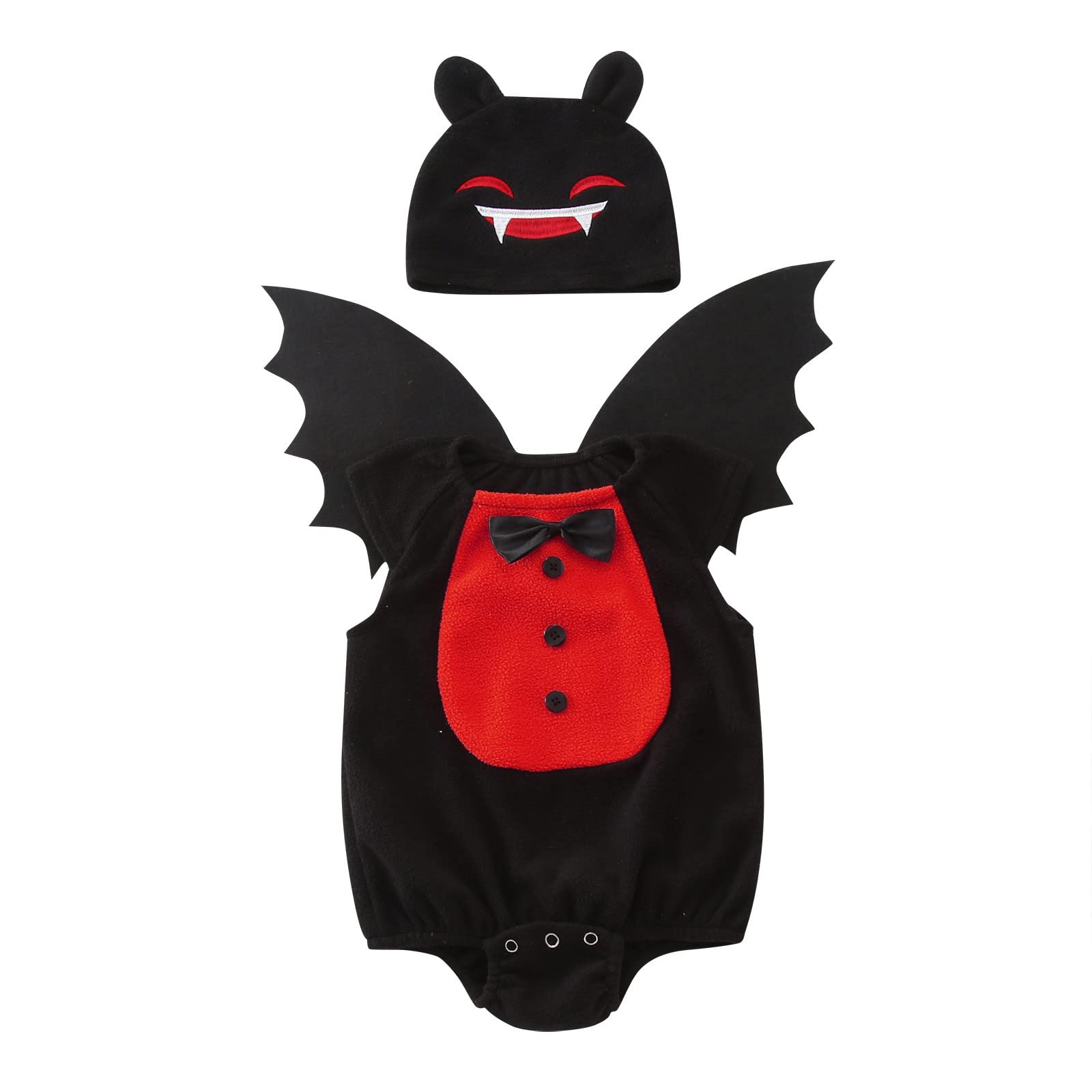 Adorable Halloween Bat Monster Fleece Romper Jumpsuit for Newborn Baby Girls & Boys - Soft Infant Bodysuit for Costume Parties & Photo Shoots
