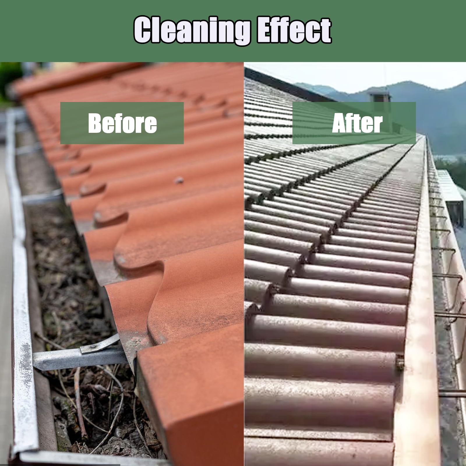 Adjustable Gutter Cleaner with 9.2ft Pole & Dual Heads - for Roof Cleaning