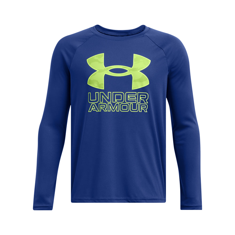 Under Armour Boys' Youth Tech Hybrid Print Long Sleeve Shirt - Moisture Wicking & Breathable for Sports & Outdoor Activities