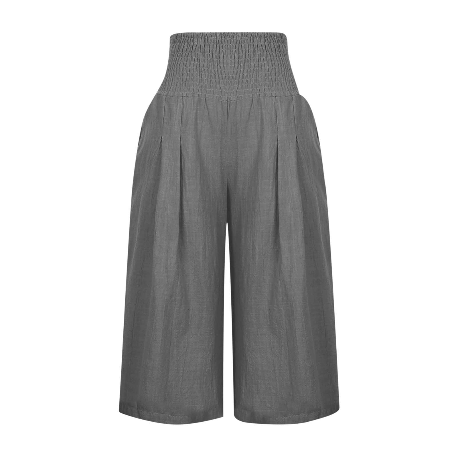 Plus Size Women's Knee-Length Shorts with Pockets - Summer Casual Elastic Waist for Outdoor & Travel