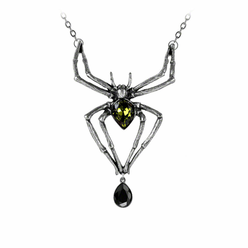 Emerald Spider Pendant Necklace - Elegant Gothic Jewelry for Women - Perfect for Halloween, Cosplay & Alternative Fashion