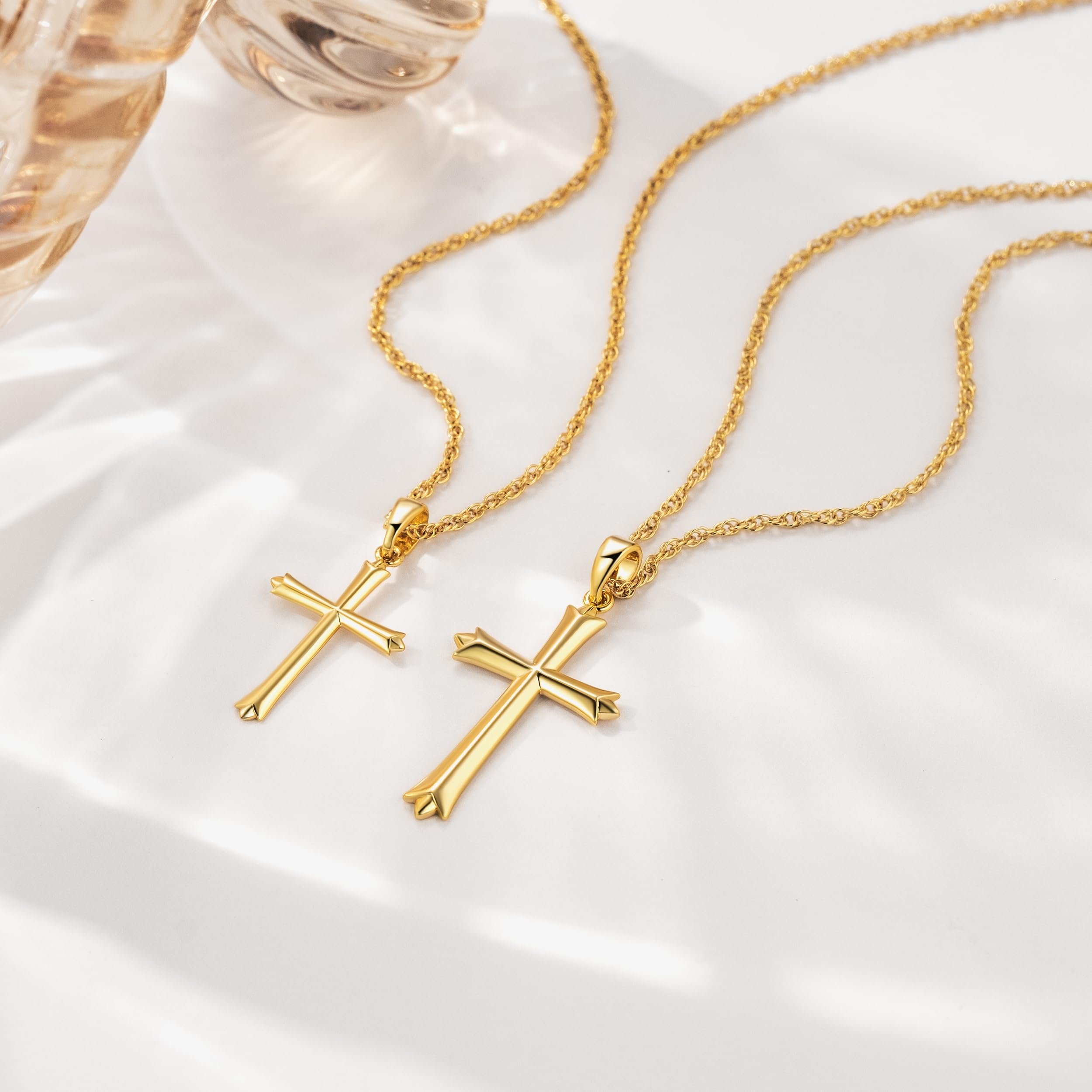 14K Gold Cross Necklace for Women - Elegant Faith Pendant with Chain - Perfect for Church, Weddings & Everyday Wear