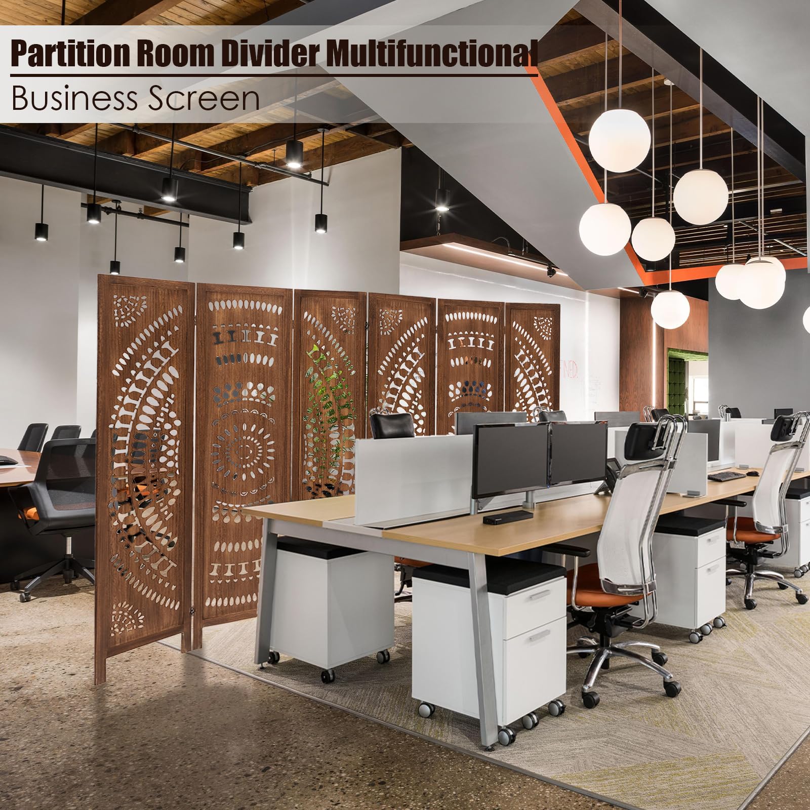 5.6 FT Wooden Room Divider Screen - 6 Panel Freestanding Partition for Home, Bedroom, Office & Restaurant - Rustic Brown Portable Wall Divider - Perfect for Privacy, Space Separation & Decoration