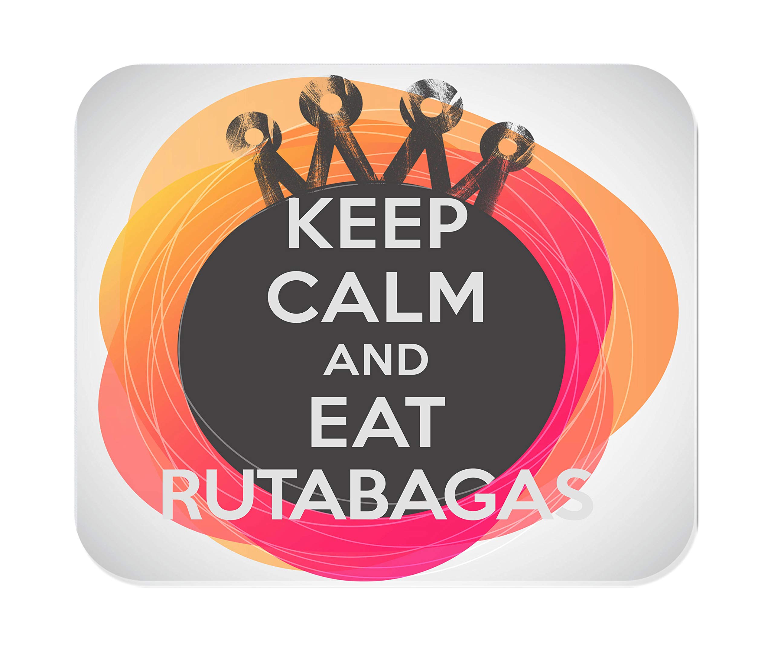 Makoroni Non-Slip Rubber Mouse Pad - Keep Calm and Eat Rutabagas Design for Computer, Gaming & Office Use - Perfect for Work, Gaming & Home Office Setup