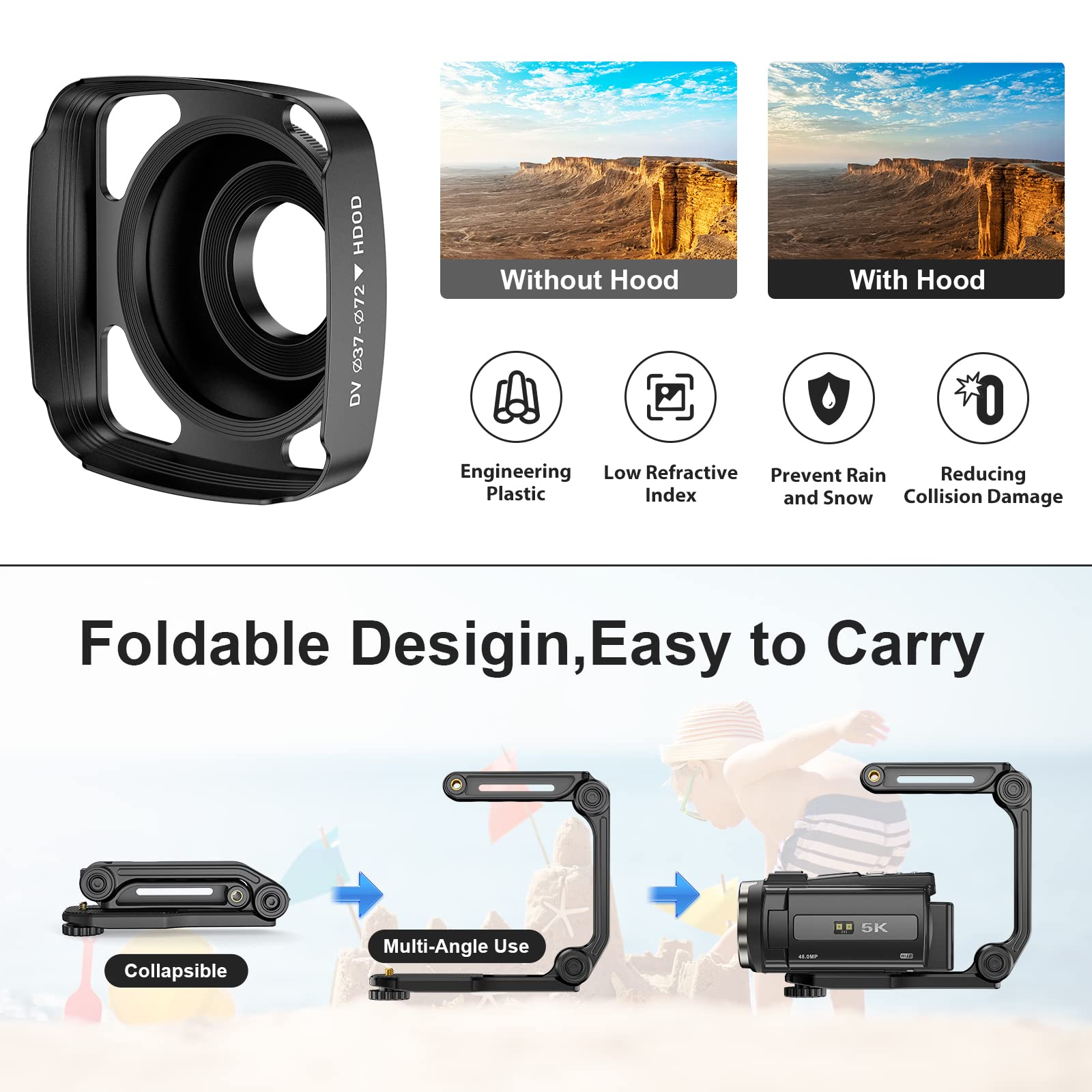 5K Ultra HD Video Camera Camcorder - 48MP WiFi Vlogging Camera with IR Night Vision, 16X Digital Zoom & Touch Screen - Perfect for YouTube, Travel Vlogging & Live Streaming - Includes External Mic, Lens Hood, Stabilizer, Remote & 2 Batteries