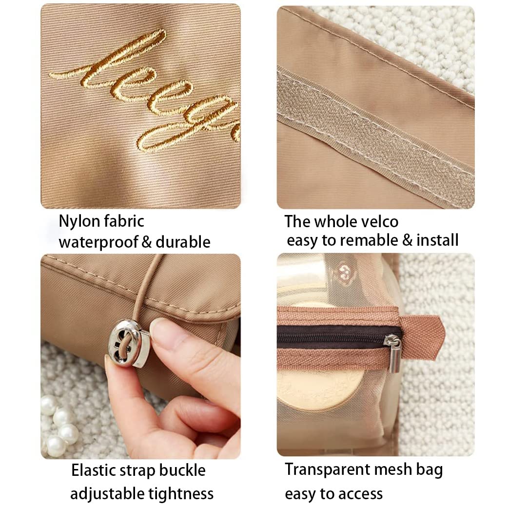 KAKKOII 4-in-1 Detachable Hanging Toiletry Bag - Roll Up Cosmetic Organizer with Removable Storage Pouches for Travel | Waterproof Makeup Bag for Women & Men (Black, Khaki) | Perfect for Airplane Carry-on, Gym, Camping & Business Trips