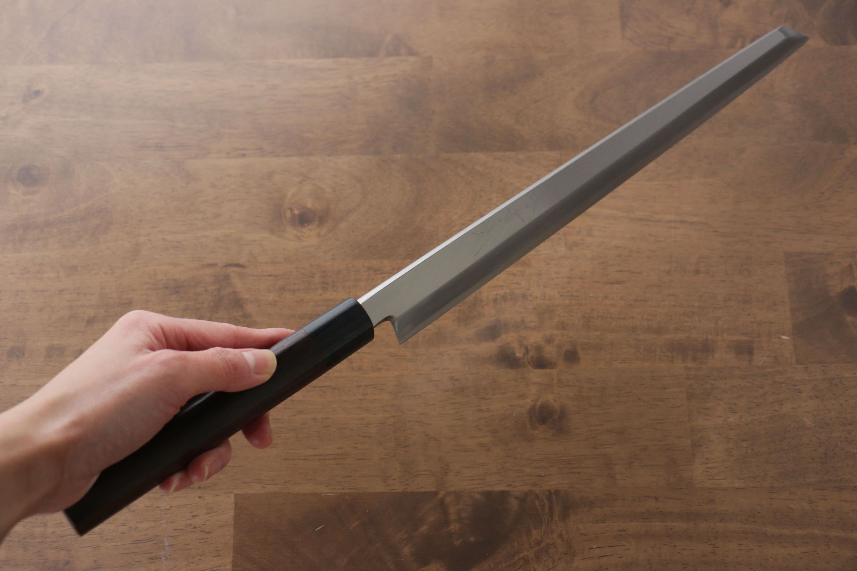 Premium Jikko Silver Steel No.3 Kiritsuke Yanagiba Knife 330mm - Japanese Shitan Handle - Professional Sushi & Sashimi Chef's Knife for Precision Cutting