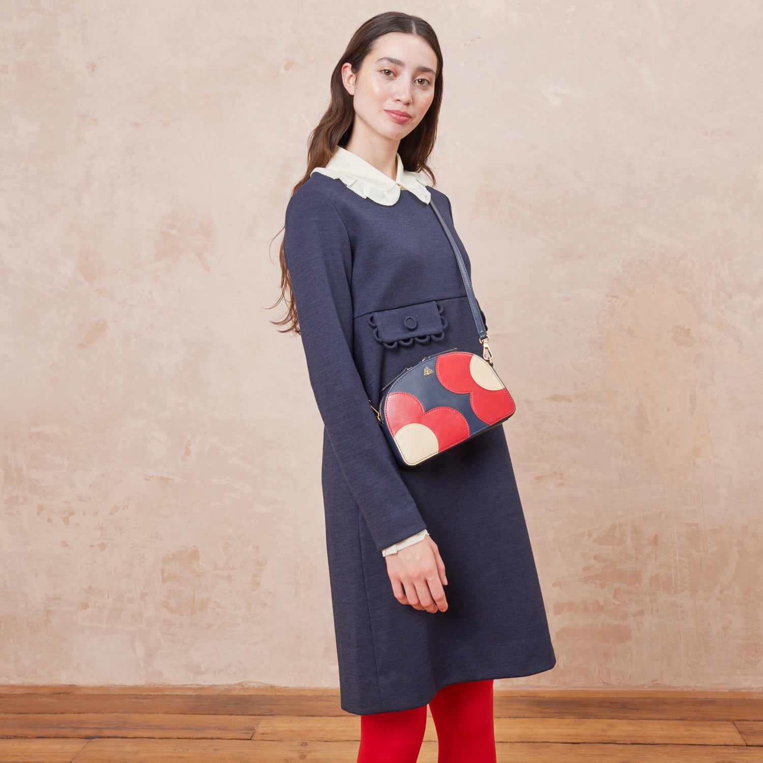 Babaluna Crossbody Bag with Spot Flower Design in Navy Blue - Perfect for Casual Outings, Travel, and Everyday Use