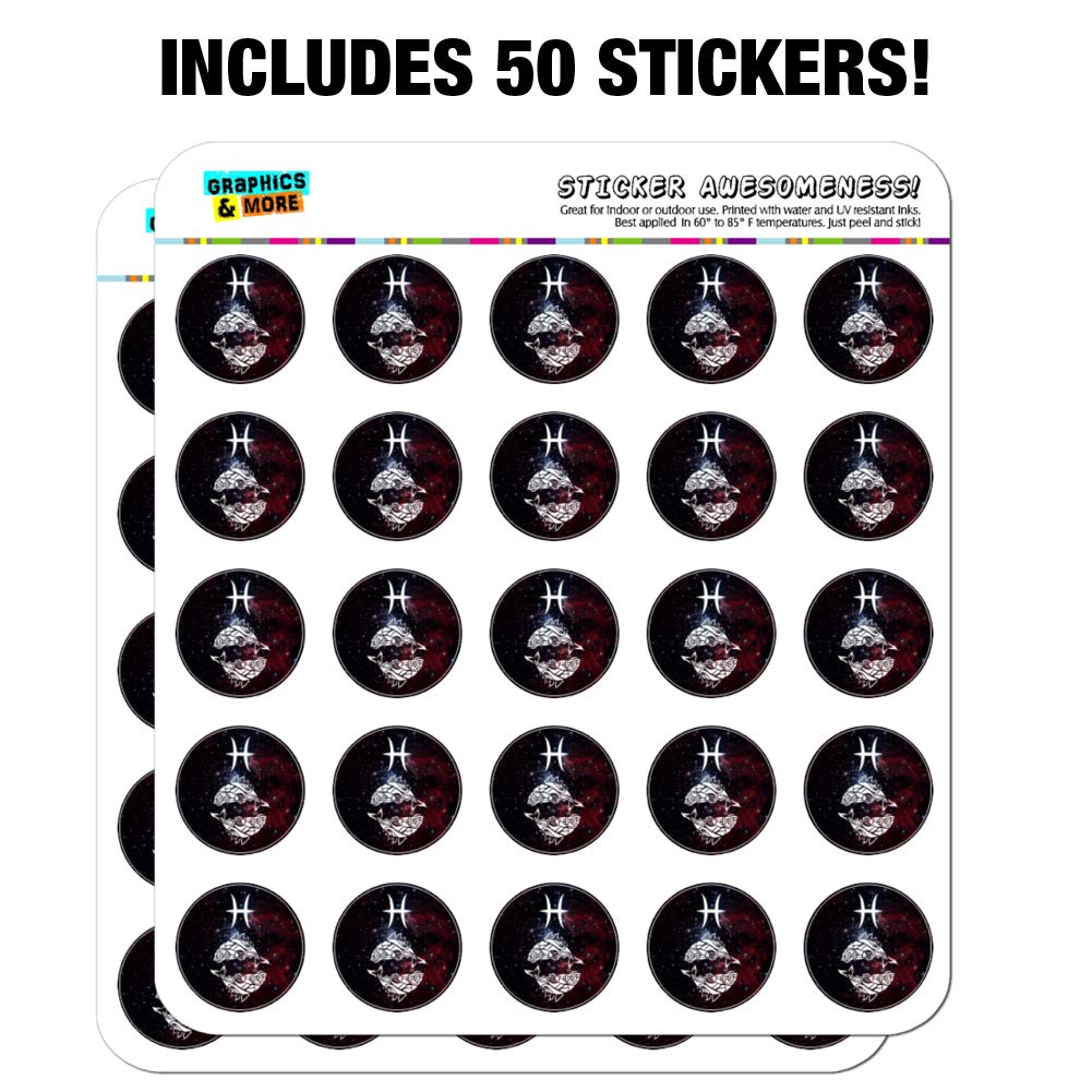 Pisces Fish Zodiac Sign Stickers - Space-Themed Planner & Scrapbooking Decals for Horoscope Lovers | Perfect for Bullet Journals, DIY Crafts & Gift Wrapping