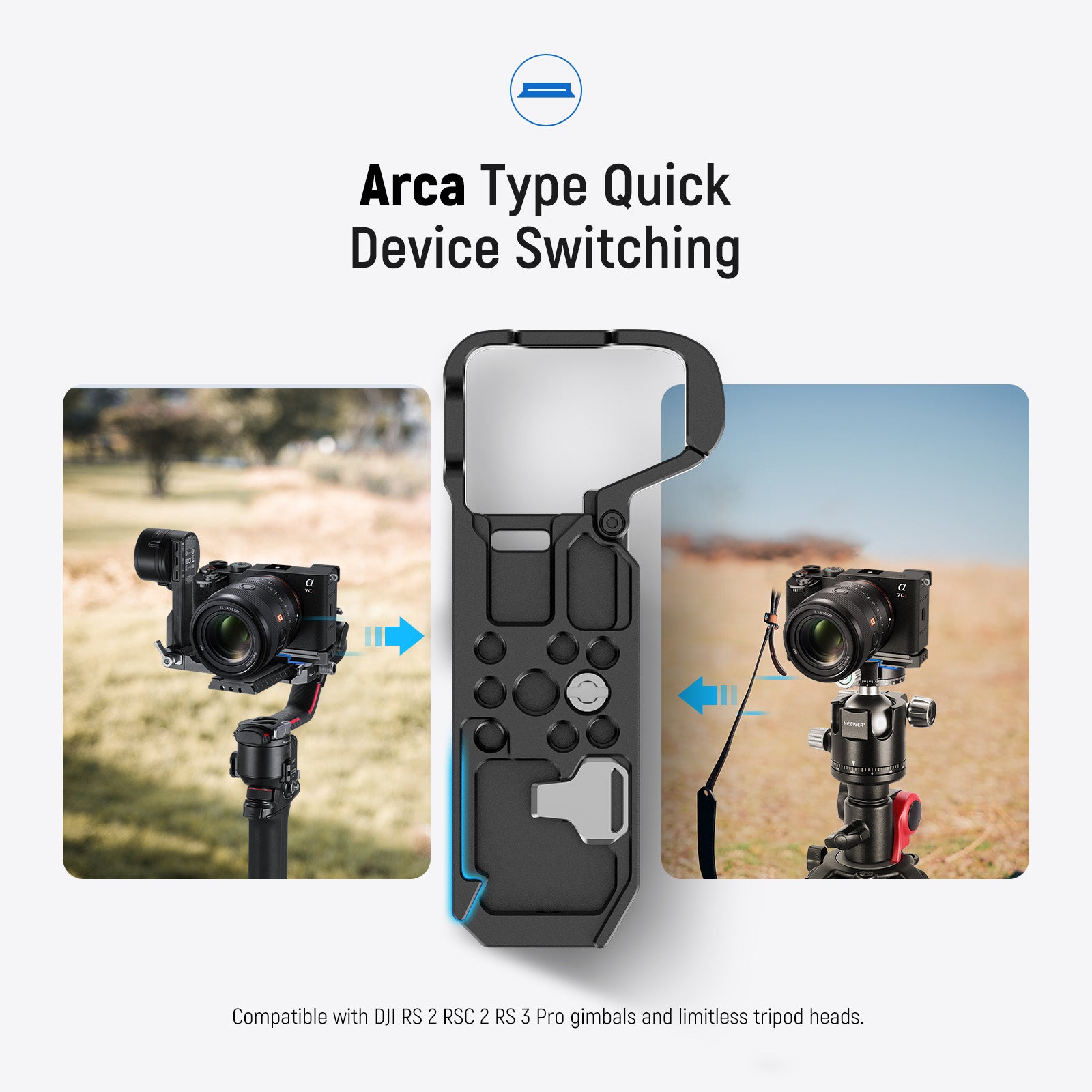NEEWER Camera Baseplate Compatible with Sony a7C II & a7CR - Durable Aluminum Alloy Quick Release Plate for Vlogging, Travel & Professional Photography