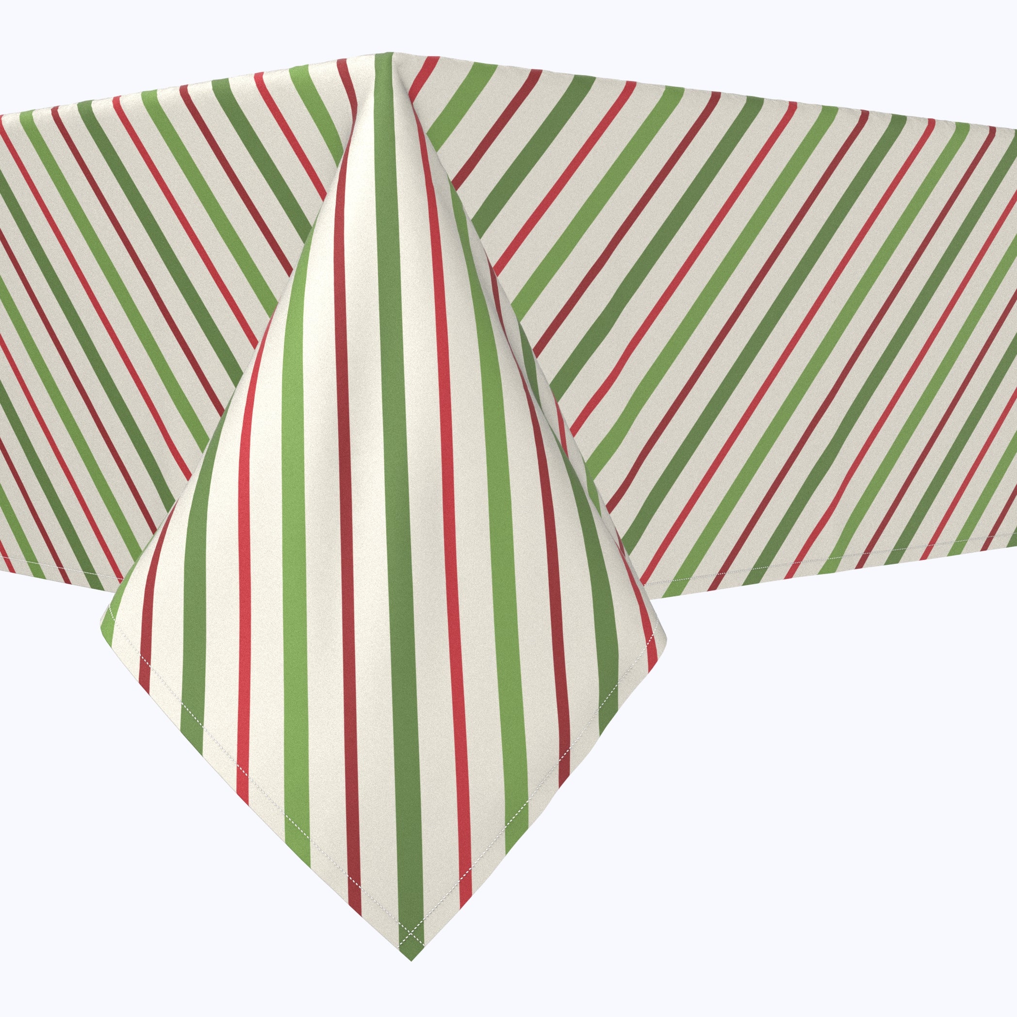 Festive Christmas Red and Green Diagonal Stripe Square Tablecloth - Holiday Dining Decor for Parties, Family Gatherings & Seasonal Home Decoration