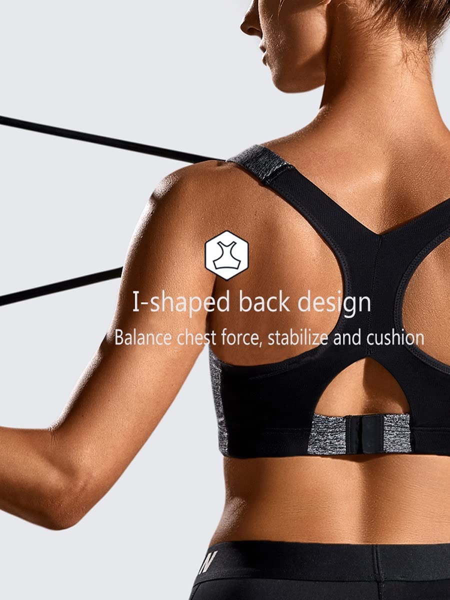 Adjustable Wire-Free Sports Bra for Women - Lightly Padded Racerback High Impact Support (Red Wine, Size 36D) - Perfect for Running, Gym Workouts & High-Intensity Training